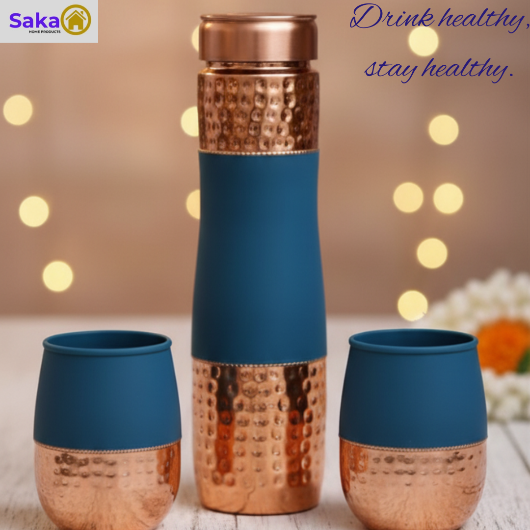copper-bottle-glasses-colour-customized-corporate gift set saka navy blue