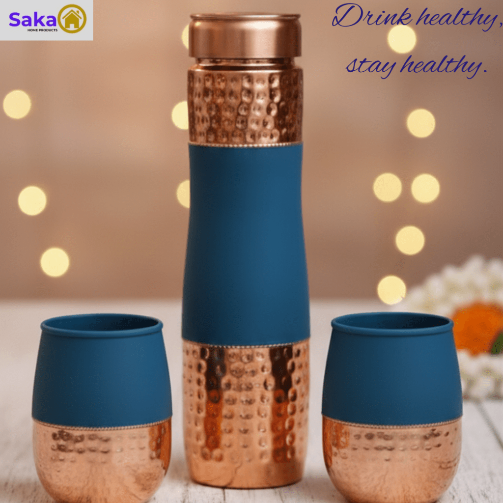 copper-bottle-glasses-colour-customized-corporate gift set saka navy blue