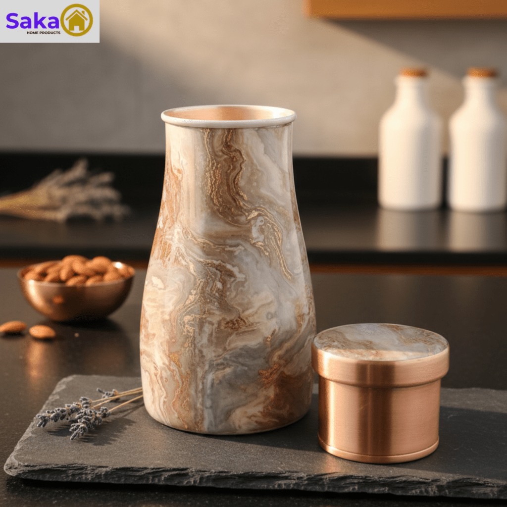 Copper bedroom jar sugarpot pink marble gold 3d meena saka