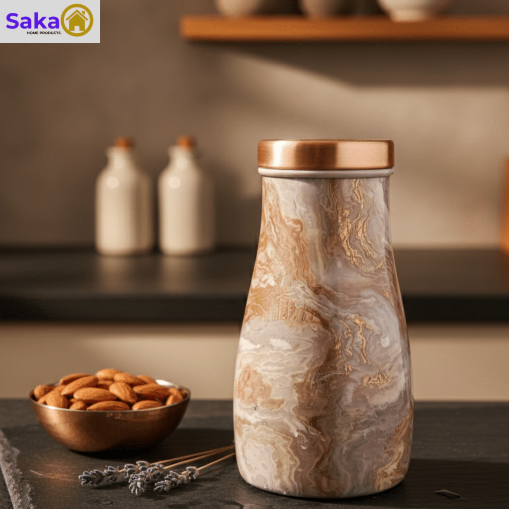 Copper bedroom jar pink marble gold meena printed saka