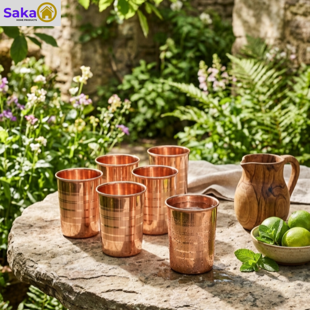 Pure copper luxury 6 glasses set for gifting 250 ml